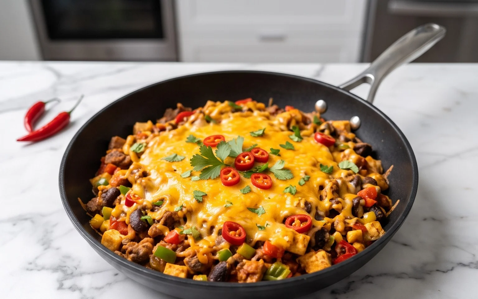 Poêlée Tex-Mex Gratinée au Cheddar Réconfortante